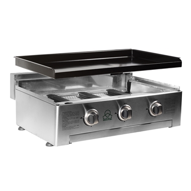 Gas 3 Burner Plancha BBQ Griddle in Stainless Steel
